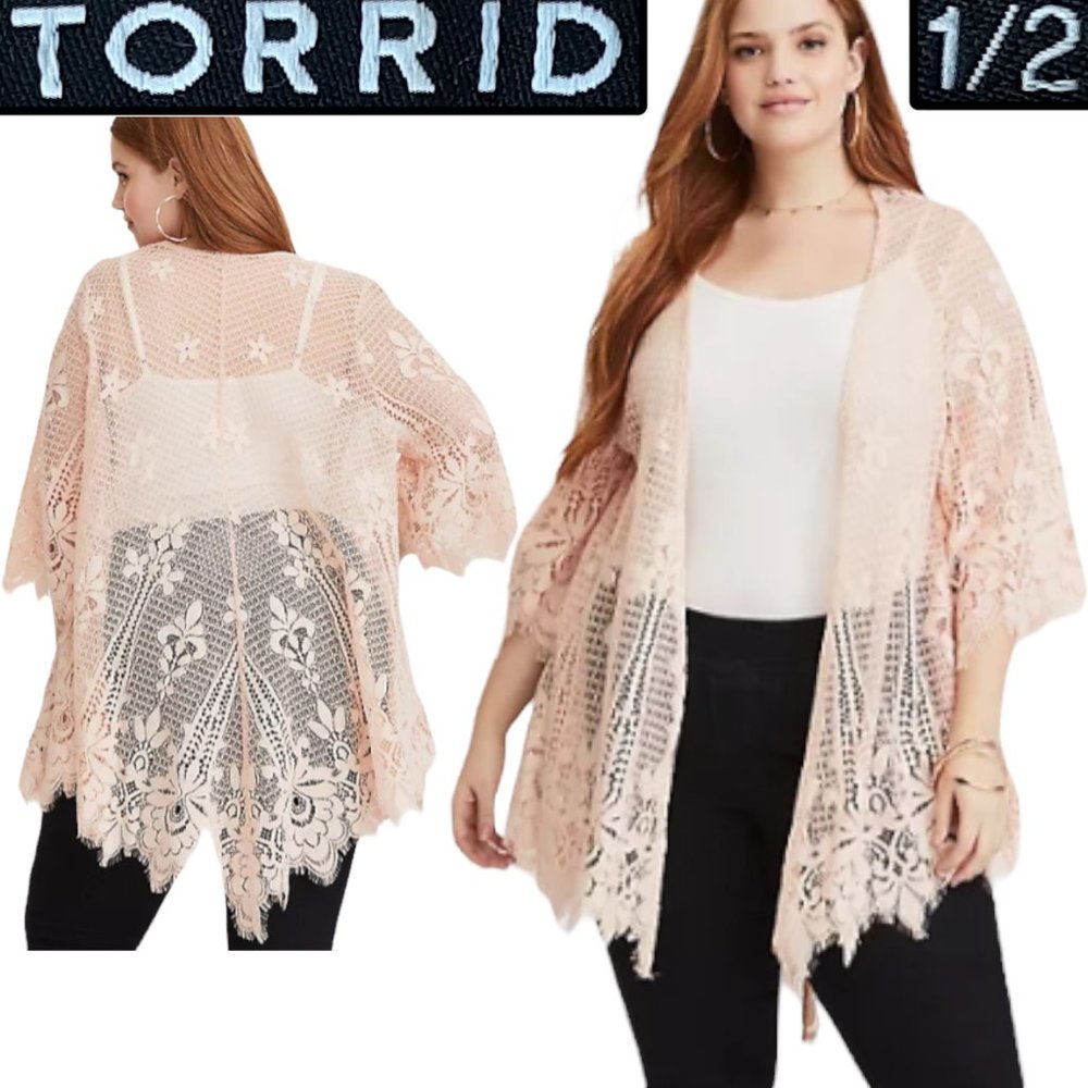 "Scalloped Lace Kimono" 🧾